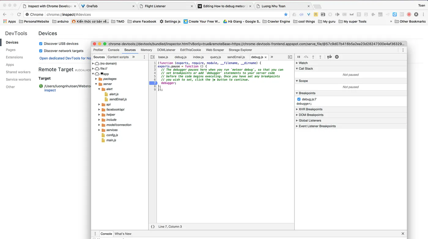 How to debug meteor latest version (Meteor@1.6-rc.16) running on Node 8 by your Chrome Dev Tools